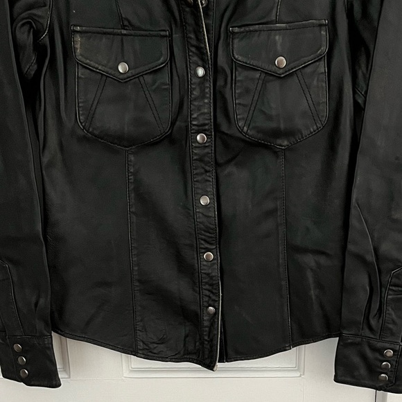 One Teaspoon Womens 100% Sheep Leather Western Snap Front Shirt XS Rodeo New - Picture 3 of 15